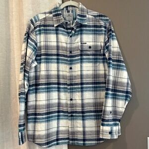 Ascend Men's Blue, Gray & Cream Flannel, long sleeve shirt, Size Medium